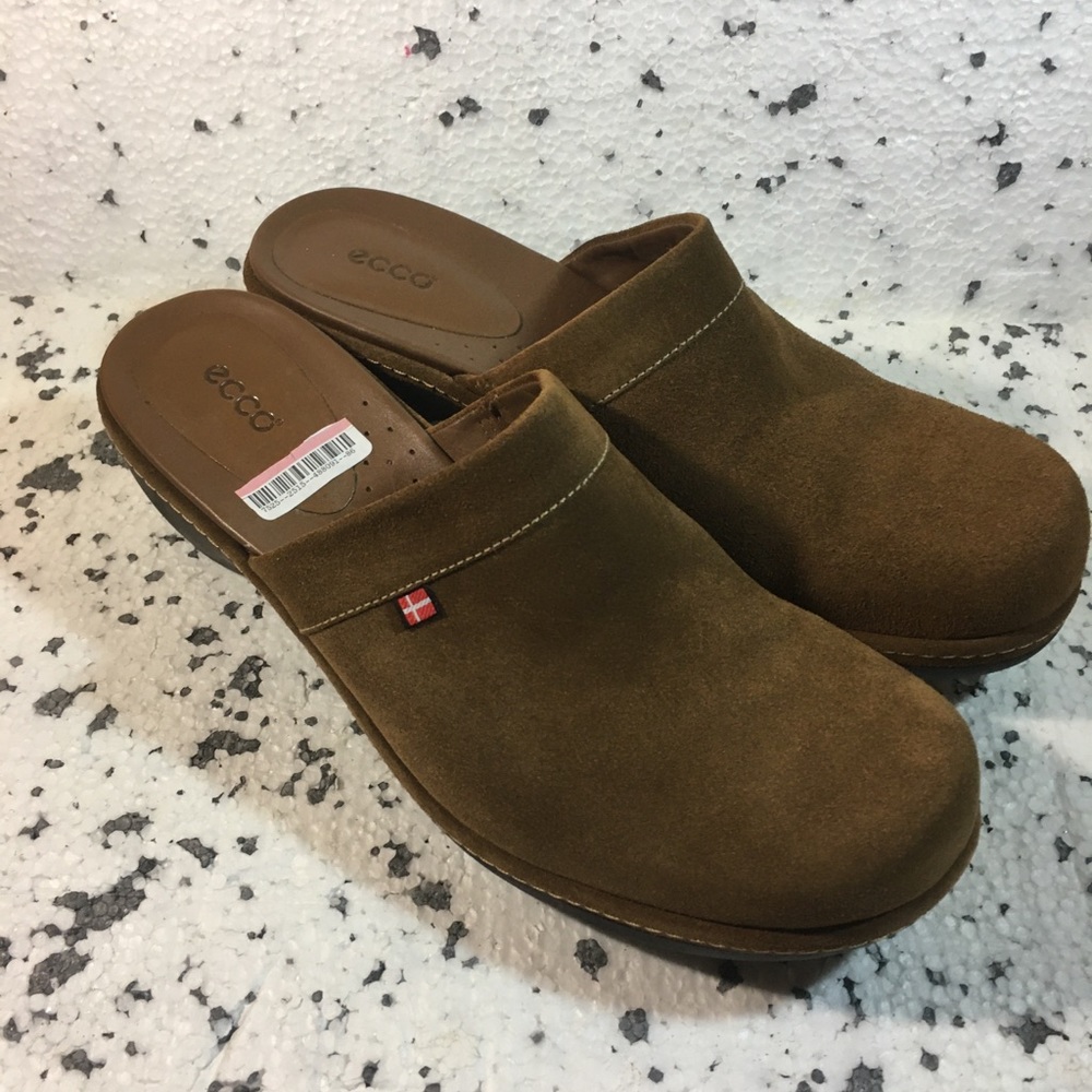 ECCO BROWN SUEDE CLOGS WOMEN SIZE 10